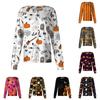 Women's Casual Long Sleeve Single Breasted Cardigan Halloween Pumpkin Print Button Up Top Lightweight Knitwear