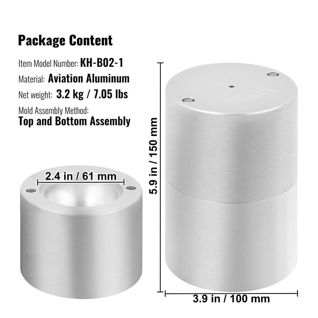 Ice Ball Press, 2.4" Ice Ball Maker, Aircraft Al Alloy Ice Ball Press Kit for 60mm Ice Sphere, Ice Press with Tong and Drip Tray, for Whiskey,