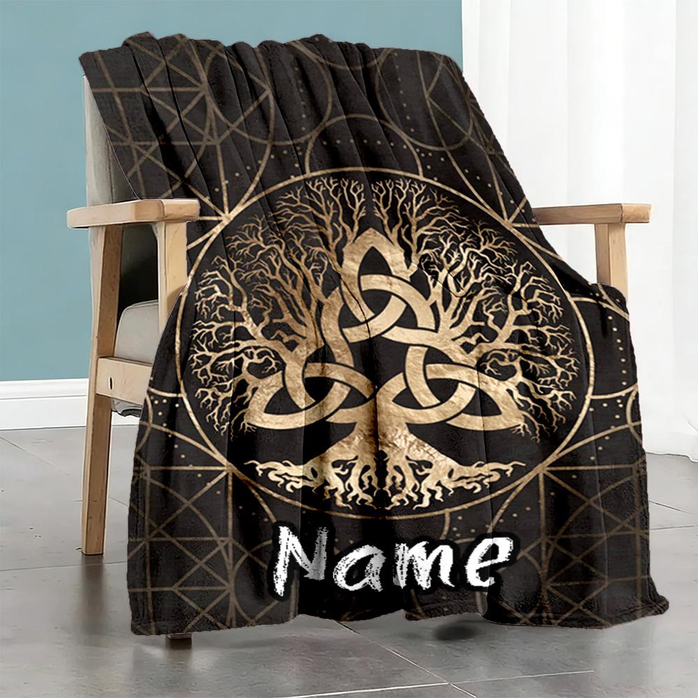 Black Tree Life Customize Your Name Blanket Cozy Customizable Blanket Warmthful Decor Perfect for Nap Office Chair Chair Picnics All-Season Use