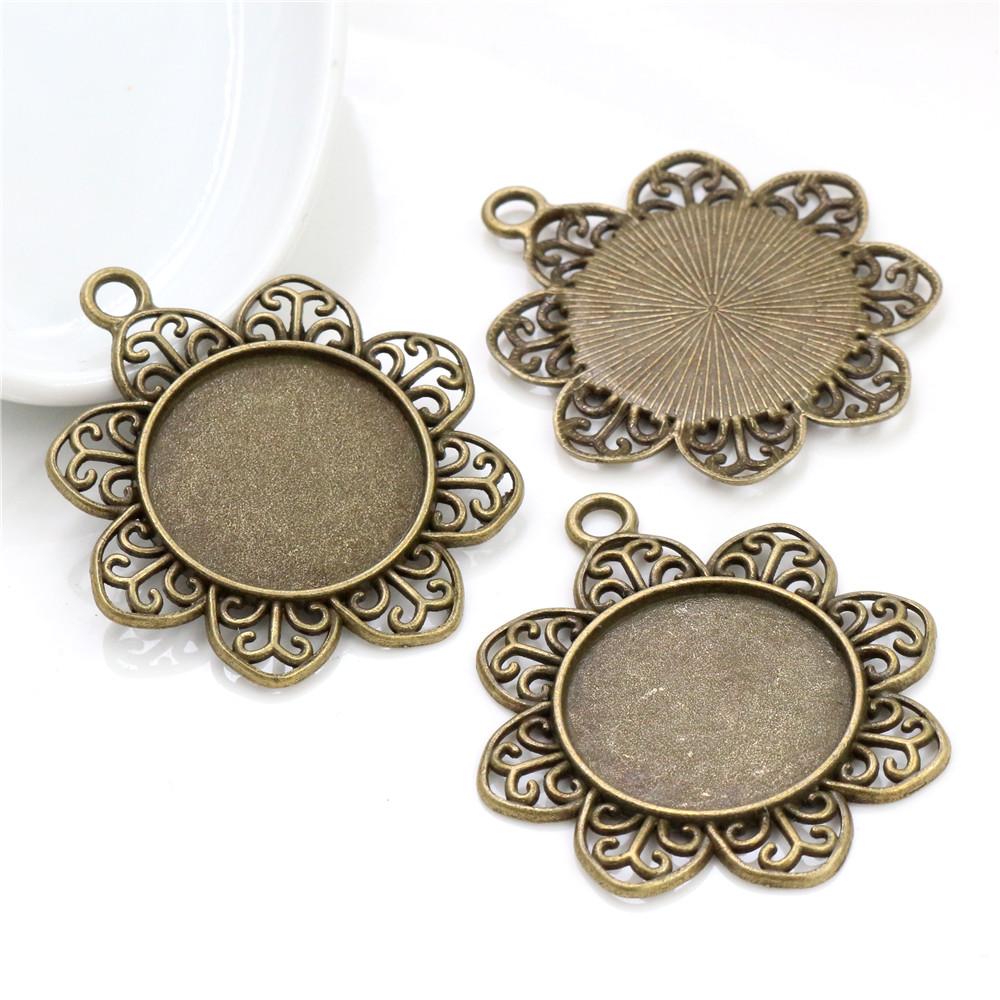

New Fashion 5pcs 25mm Inner Size Antique Silver Plated Bronze 5 Colors Petals Style Cabochon Base Setting Charms Pendant бронзовый