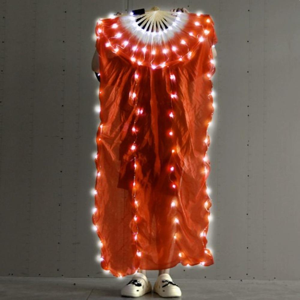 Evantai lung din mătase cu LED-uri imitație de raion, 1,5 m, pentru dansatori, practică, accesorii de dans