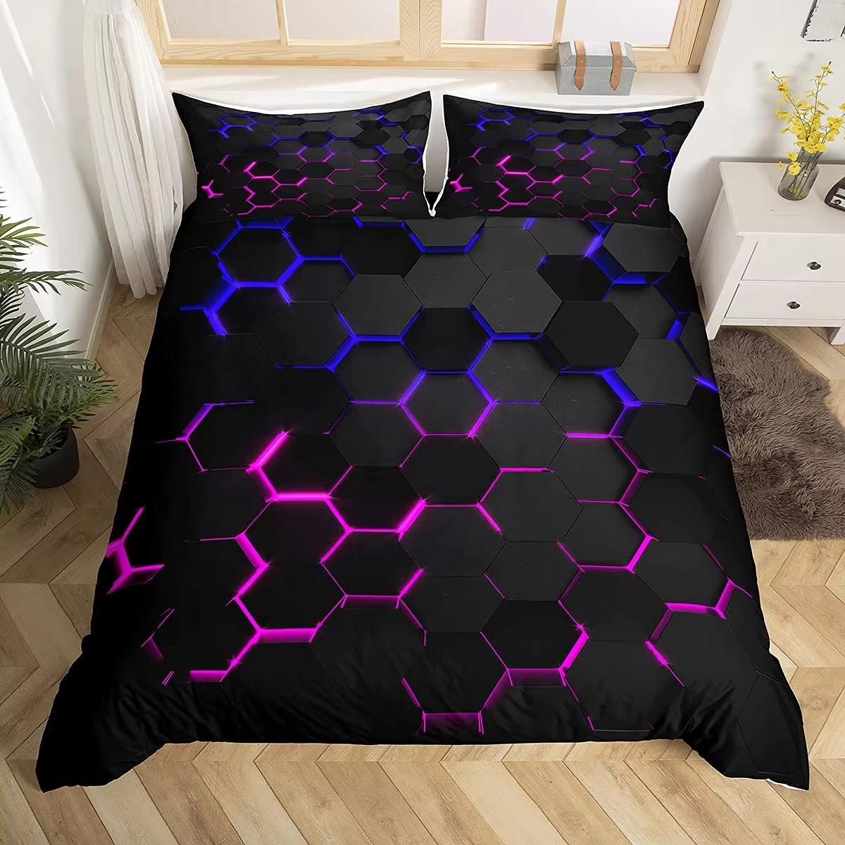 

Comforter Black Square Geometric 3D Square Pattern Comforter Kids Teenagers Boys Bedroom Decor Blue Creative Bedding Comforter (quilt)-EU Single(135*200cm)3pcs