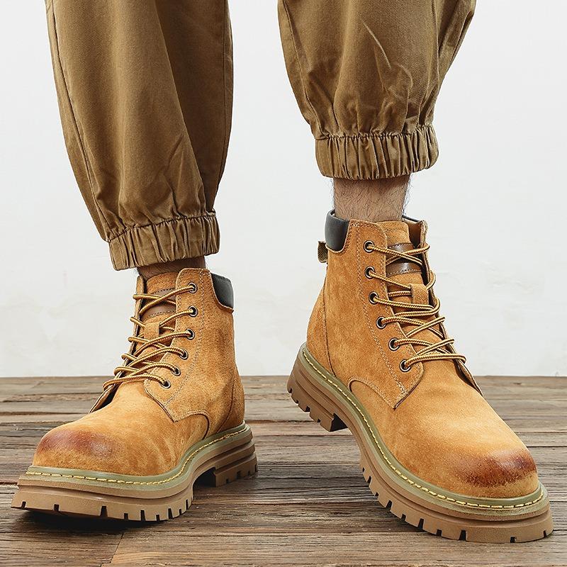 Men S High Top Martin Boots British Style Thick Sole Height Increasing