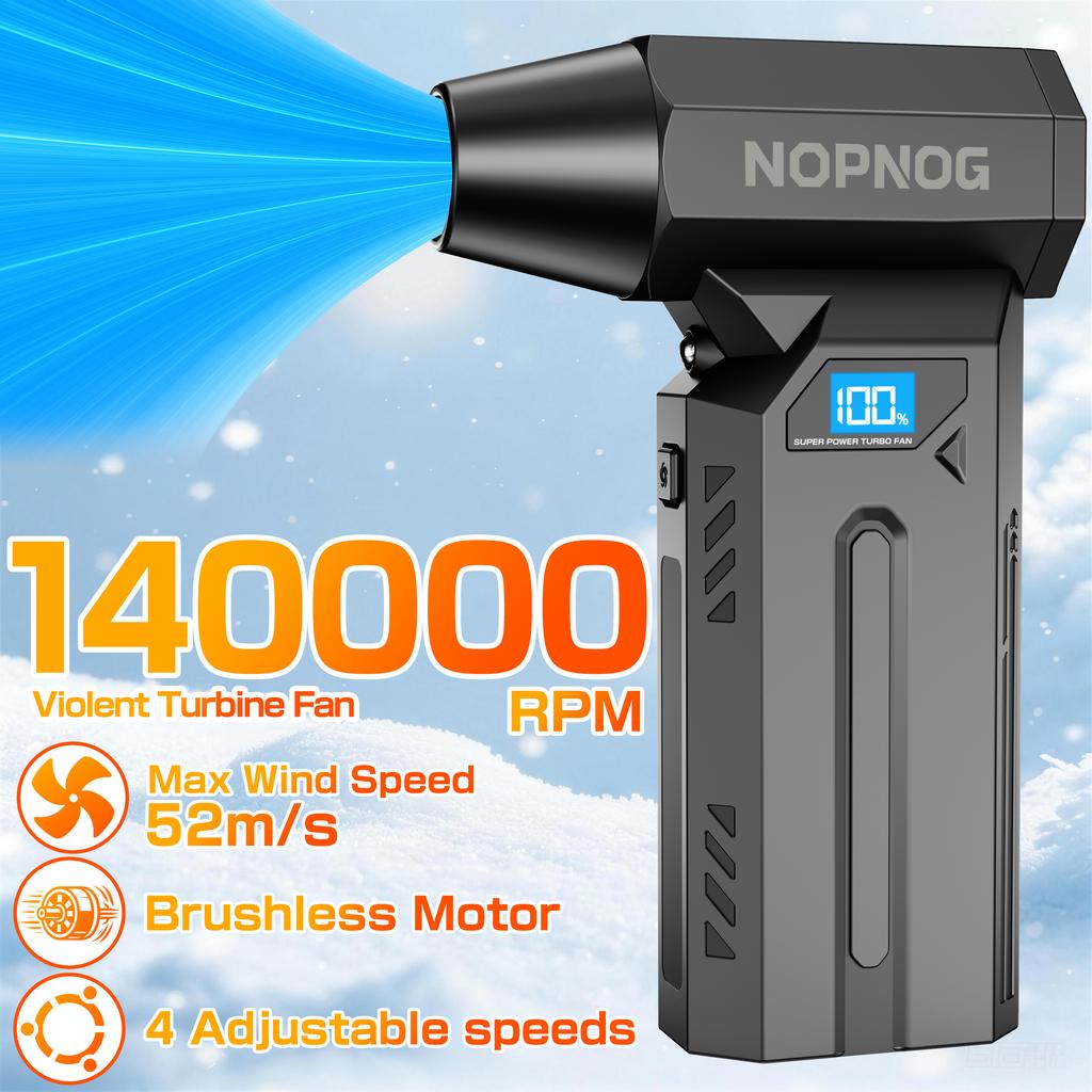 Electric Air Duster 4 Gears Adjustable Car Snow Removal Turbo Blower Car Accessories Strong Blowing LED Light Type-C Charging Jet Fan 140000RPM