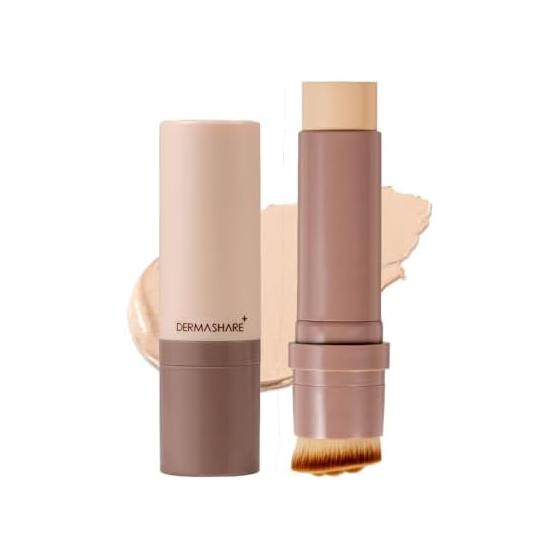 [DERMASHARE] Foundation Stick Foundation with Brush for All Skin Types Vegan Brush Removable 14g Dermashare Ivory