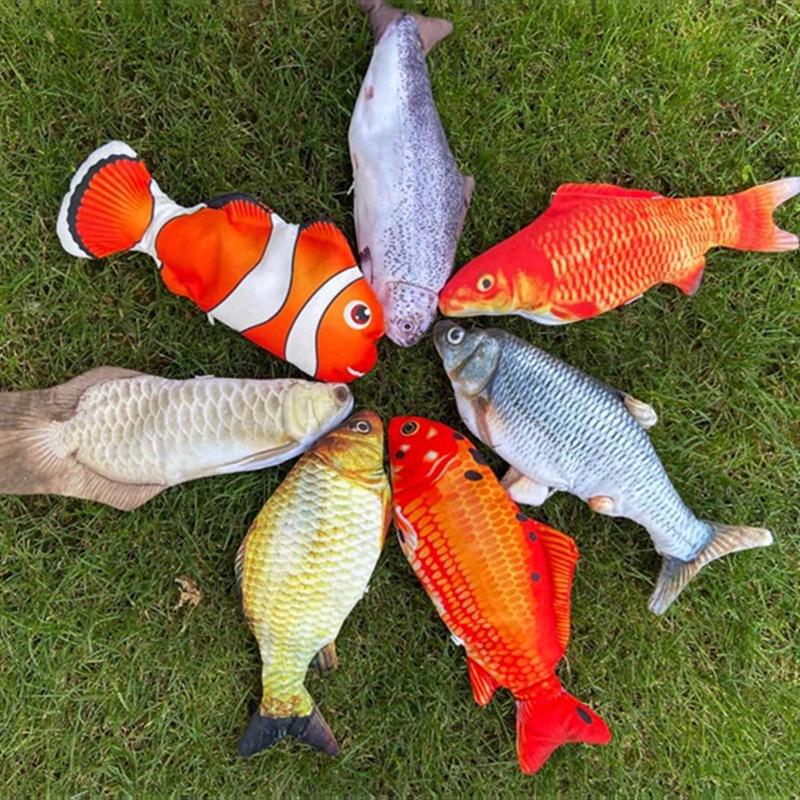 Realistisches Katzenminze-Fisch-Stofftier 1 Stück Weich Kaubar Zahnpflege Haustierspielzeug für Katzen Langeweile lindern Perfekt für Haustiergeschenke