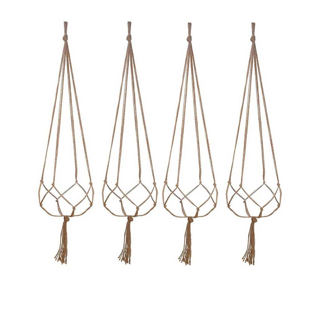 

Упаковка из 4 держателей для цветочных корзин, многоразовые, для внутреннего и наружного использования, для сада, патио, переднего двора, декоративные цветочные горшки, подвесные веревки type 2