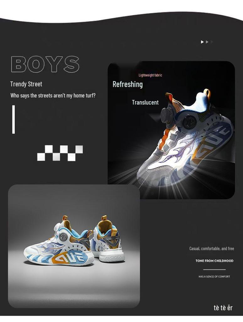 Kids & Adults Basketball Shoes with Rotary Buckle - Breathable, Lightweight, All-Season Training Shoes