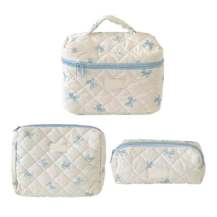 

Elegant 3 Pieces Cosmetic Bag Set With Bows Embellishment Makeup Bags For Travel And Everyday Use By Fashion Women