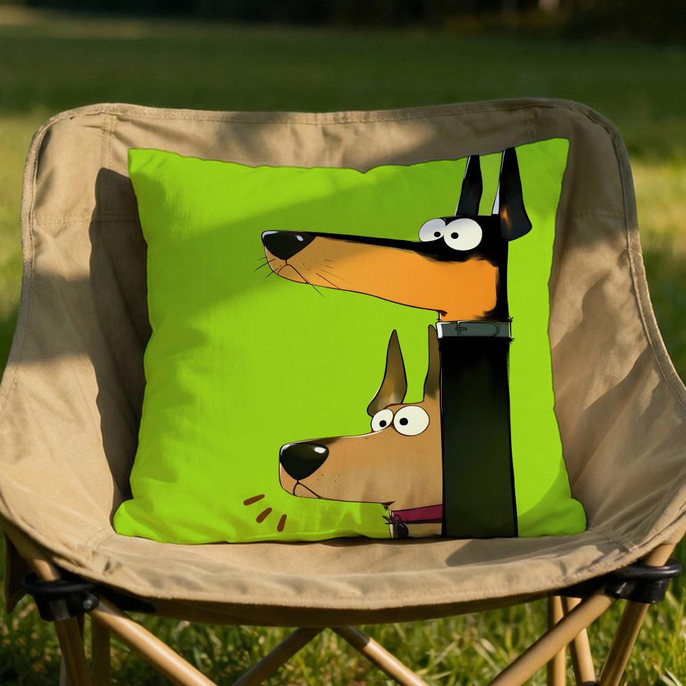 Cartoon Doberman Pinscher Cushion Cover Soft Reversible Durable Pillow Cover MultiScene Use for Home Car Daily Comfort