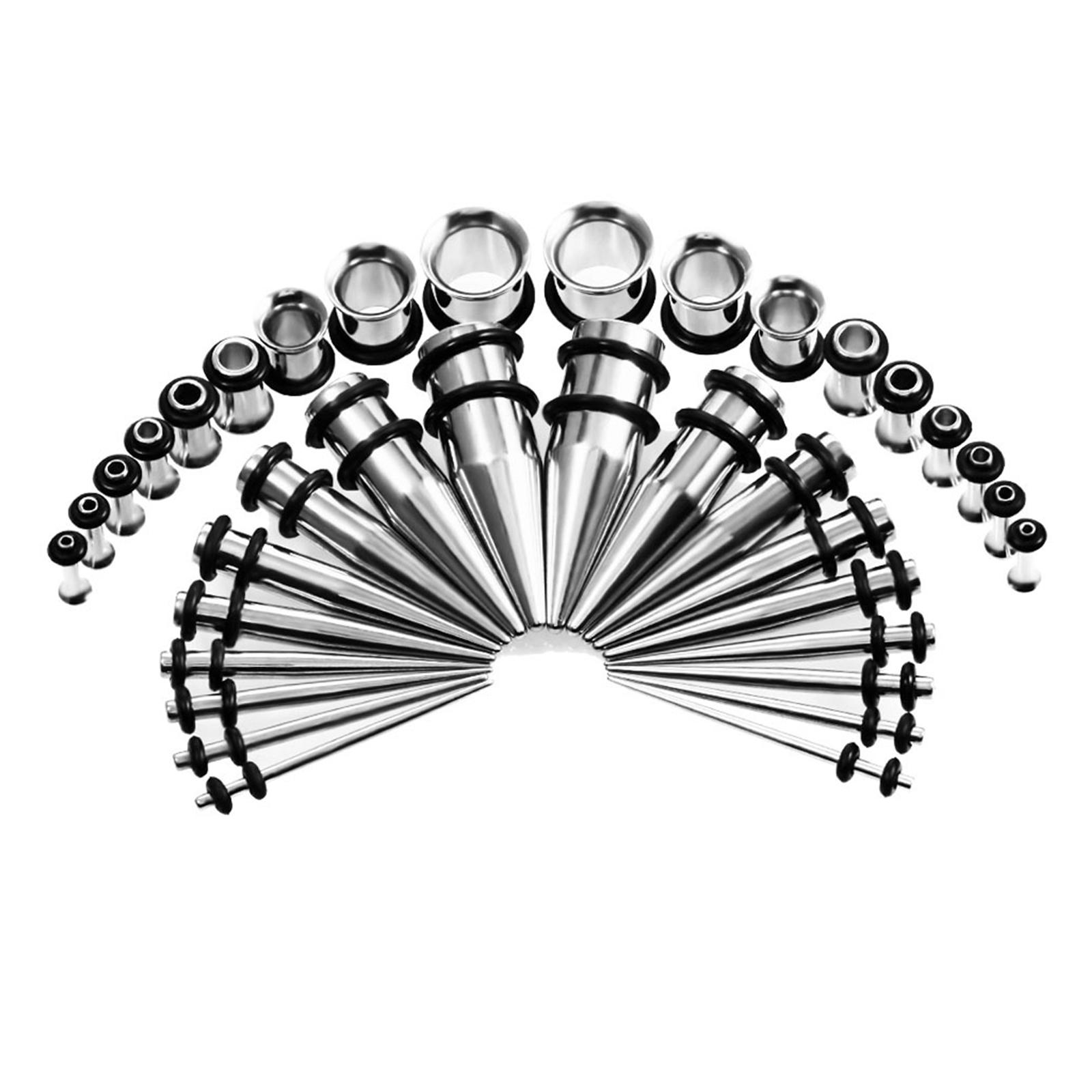 

Набір з 36 сережок-експандерів з нержавіючої сталі для пірсингу вух срібний/сірий колір