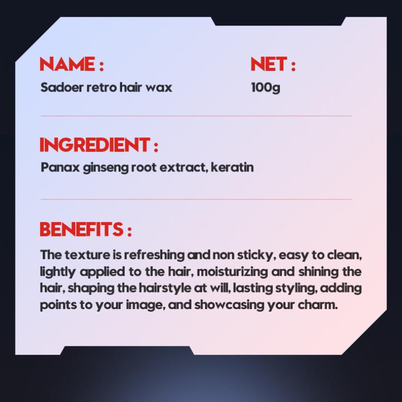 Herren Vintage Haarwachs SADOER Starkes Styling Natürliche Flauschige Haar-Tonerde