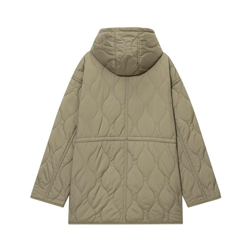 Womens Winter Hooded Long Sleeve Quilted Cotton Puffer Jacket Slim Fit Street Style Coat