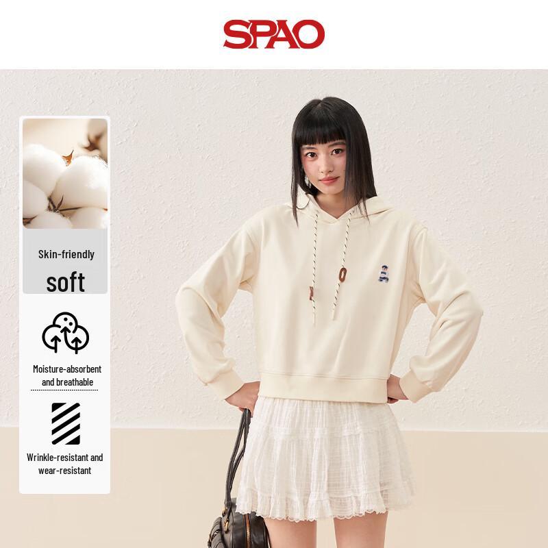 

SPAO Women s 2025 Autumn Short Hooded Sweatshirt L