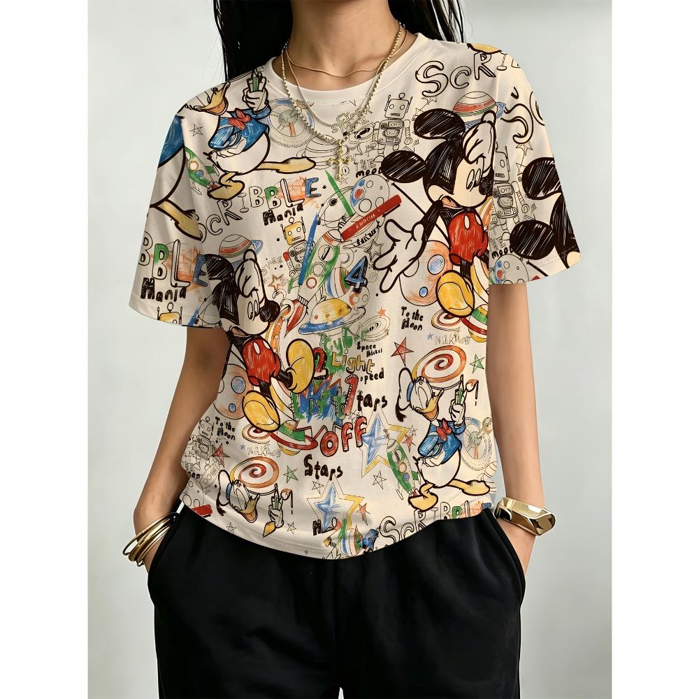 Women's Short Sleeve Crew Neck Digital Printed Women's Casual T-Shirt
