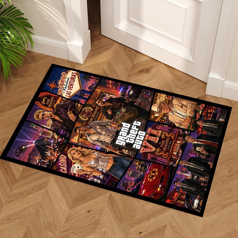 Grand Theft Auto Area Rug Design for Entryway Game Room Bedrooms Hallway Antislip Carpet Anime Office Decor Gift for Festivals