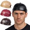 Lässige Retro-Kappe ohne Schirm Unifarbene PU-Leder-Melonenkappe Verstellbare Vermieterkappe Unisex