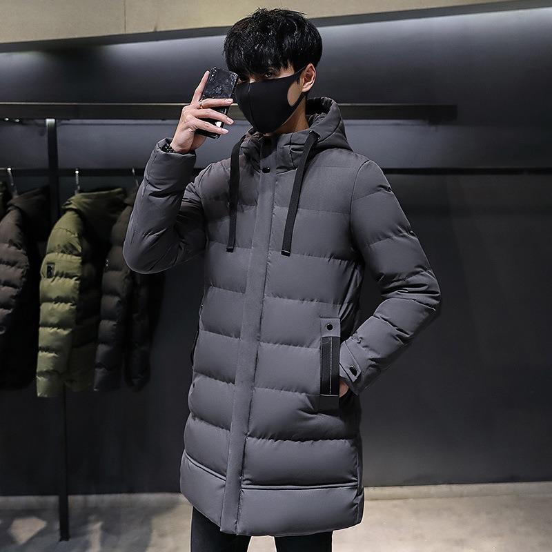 Thickened Down Cotton-padded Clothes Men s Winter Medium and Long Green Warm Cotton-padded Clothes Fashion Cotton-padded Jackets Winter Jackets M