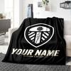 1pc Leeds United F.C. Blanket with Custom Name, Gift, for Men and Women, Soft Blanket, Good for Sofa Bed Couch Travel, Lightweight Flannel Blanket