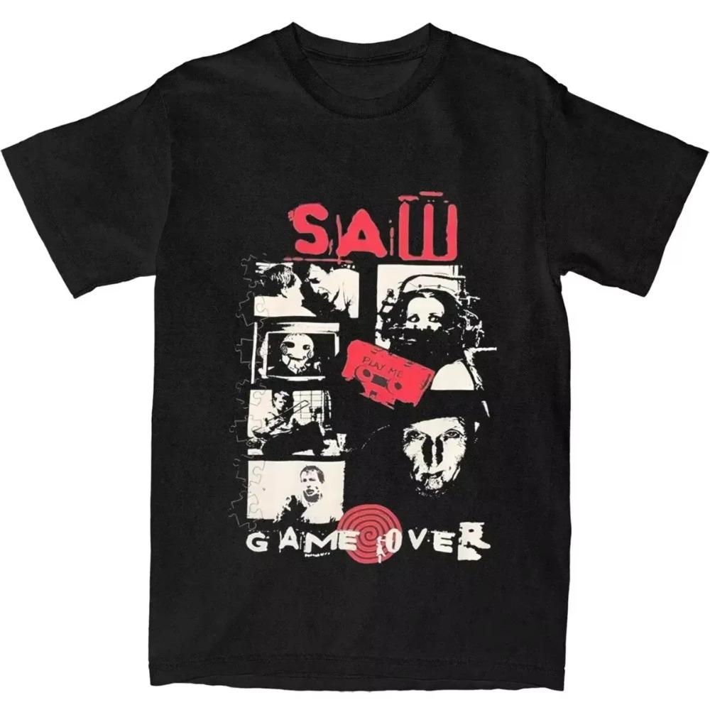 Vintage Saw Jigsaw Game Over Men Women's T Shirts Merch Humor Tees T-Shirt Cotton Plus Size Clothes