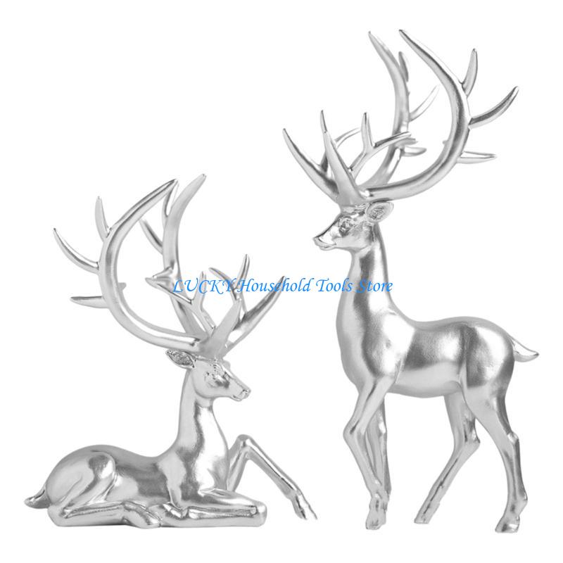 J0MC Exquisites Resin Elk Sculptures Resin Deer Ornamentation Perfect For Enhancing Artistic Ambiances In Homes Space