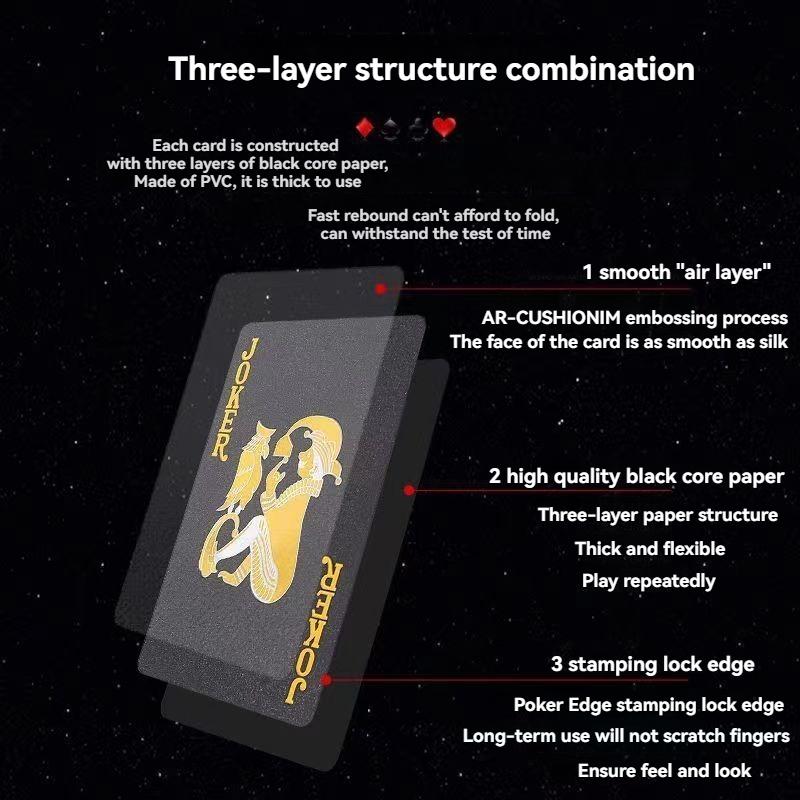 Black Gold Playing Card Game Card Waterproof Creative Magic Tools Chessboard Game Props For Home Holiday Classic Party Game