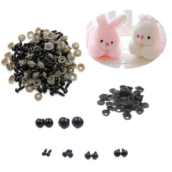 100 Pcs Black Plastic Toy Eyes Safety DIY 6-14mm for Teddy Bear Animal Dolls