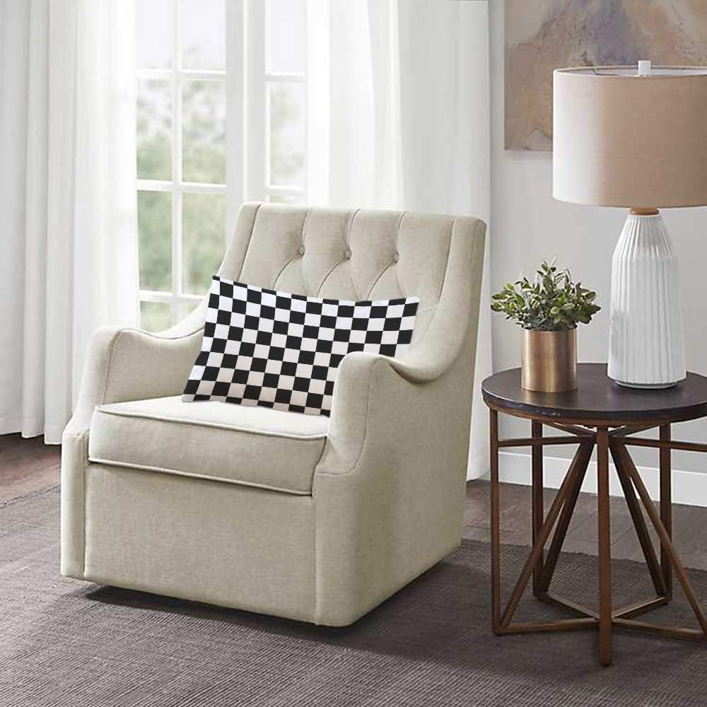 EKOBLA Throw Pillow Cover Car Racing Sports Cool Black White Formula Checkered Plaid Pattern Geometric Design Decor Lumbar Pillow Case Cushion for
