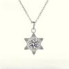 Certified Moissanite Six Pointed Star Pendant Necklace Plated White Gold Lab Diamond Women Wedding Jewelry