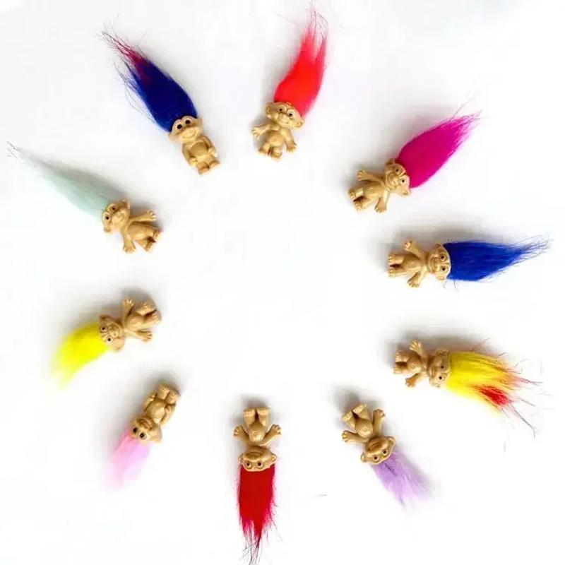 10Pcsbag Mini Trolls Dolls Anime Action Figure Colorful Hair Family Members Model Collection Kids Toys For Children'S Gift