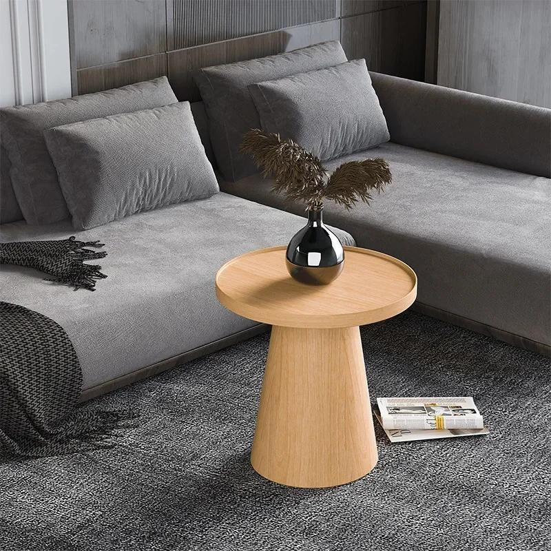 Solid Wood Round Table Vintage Coffee Table Sofa Side Table Japanese Style Home Decoration  Dropshipping