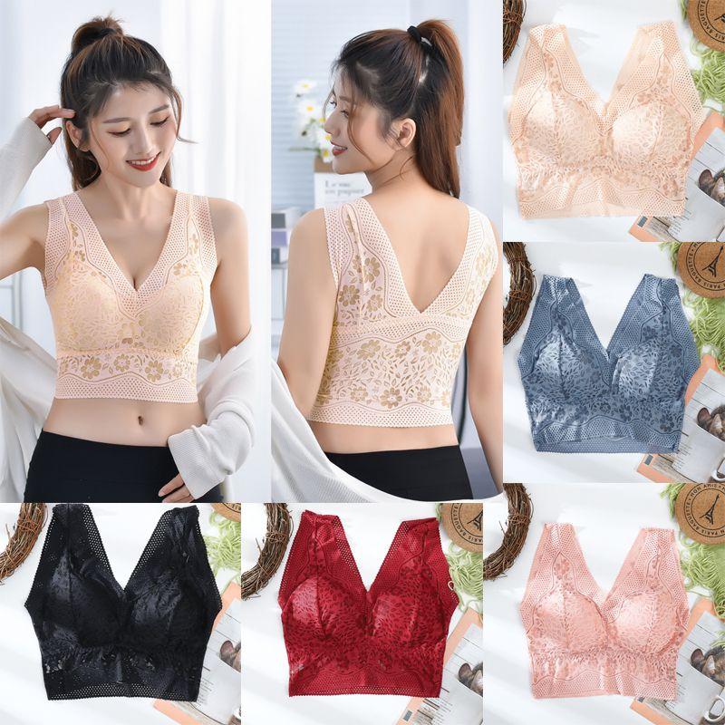 Eleganter, nahtloser Sport-BH aus Spitze mit Push-up-Effekt für sexy Yoga und Fitness