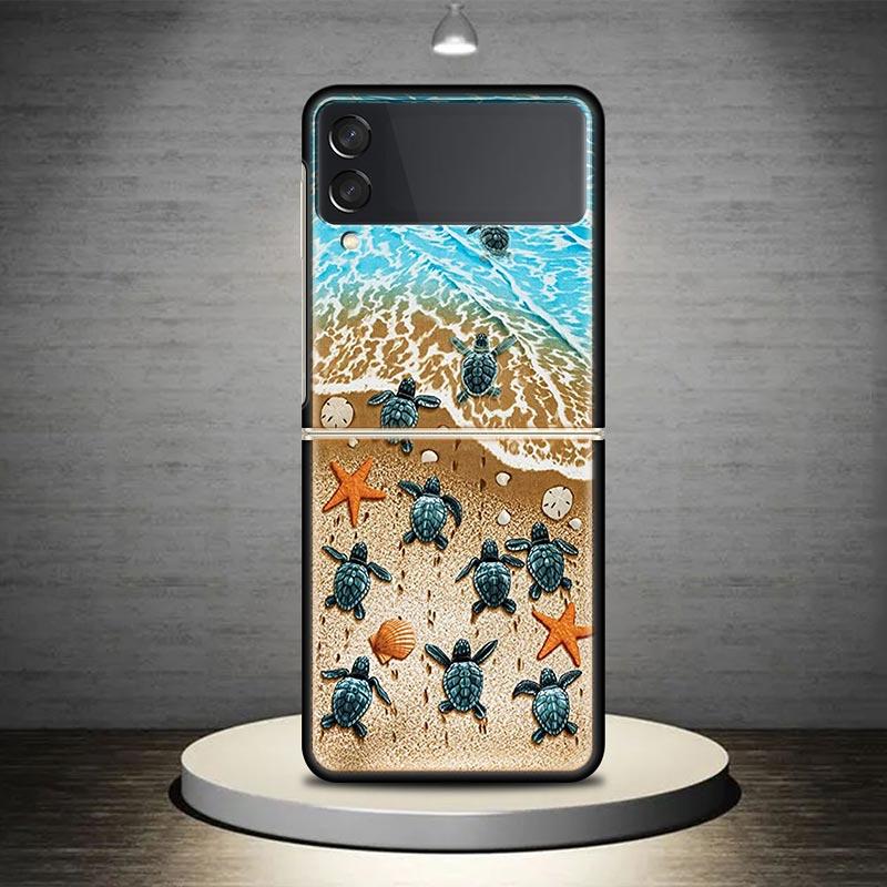 Sea Turtle Aqua Phone Case Cover for Samsung Galaxy Z Flip7 Flip6 Flip 7 6 5 4 3 Flip3 Flip4 Flip5 5G Shockproof Fundas Galaxy Z