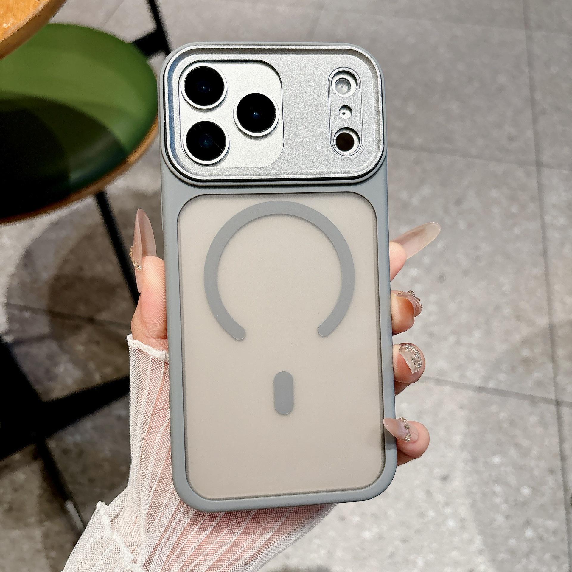 Matte Magnetic Semi-Transparent Drop-Proof Case for iPhone 16/17 Pro/ProMax 16 ProMax серый белый