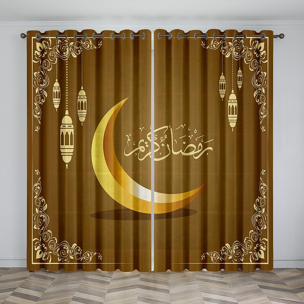 2pcs Pink Ramadan Kitchen Curtains Luxury Window Treatment For Kitchen Bedroom Cafe Living Room Home Decoration