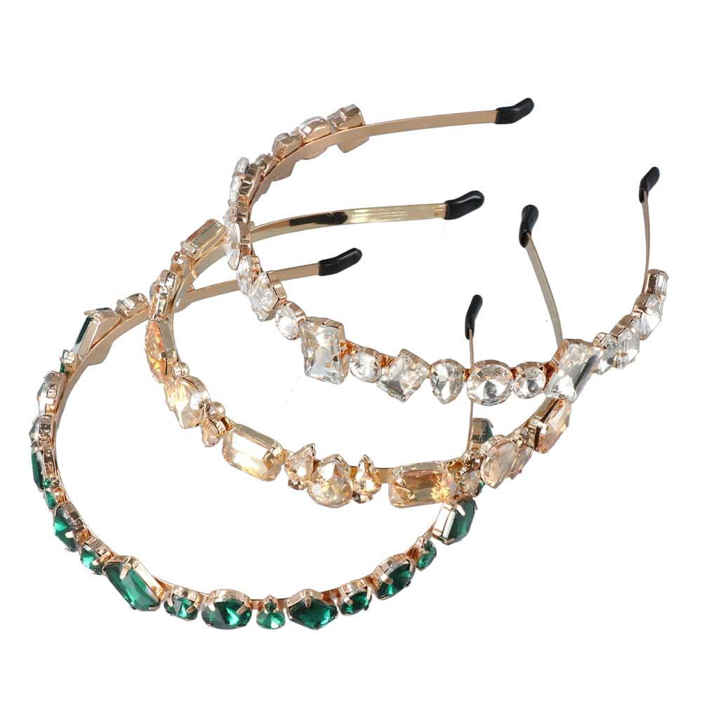 Women Thin Side Luxury Zinc Zinc Alloy Rhinestone Headbands Hair Accessories Crystal Hairband Headwear