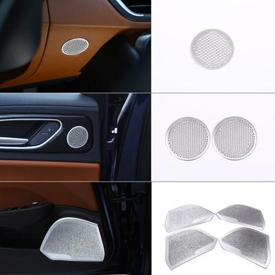 For Alfa Romeo Giulia 2017 2018   Aluminum Alloy Car Door Speaker Cover Trim Sticker Car Interior Accessories