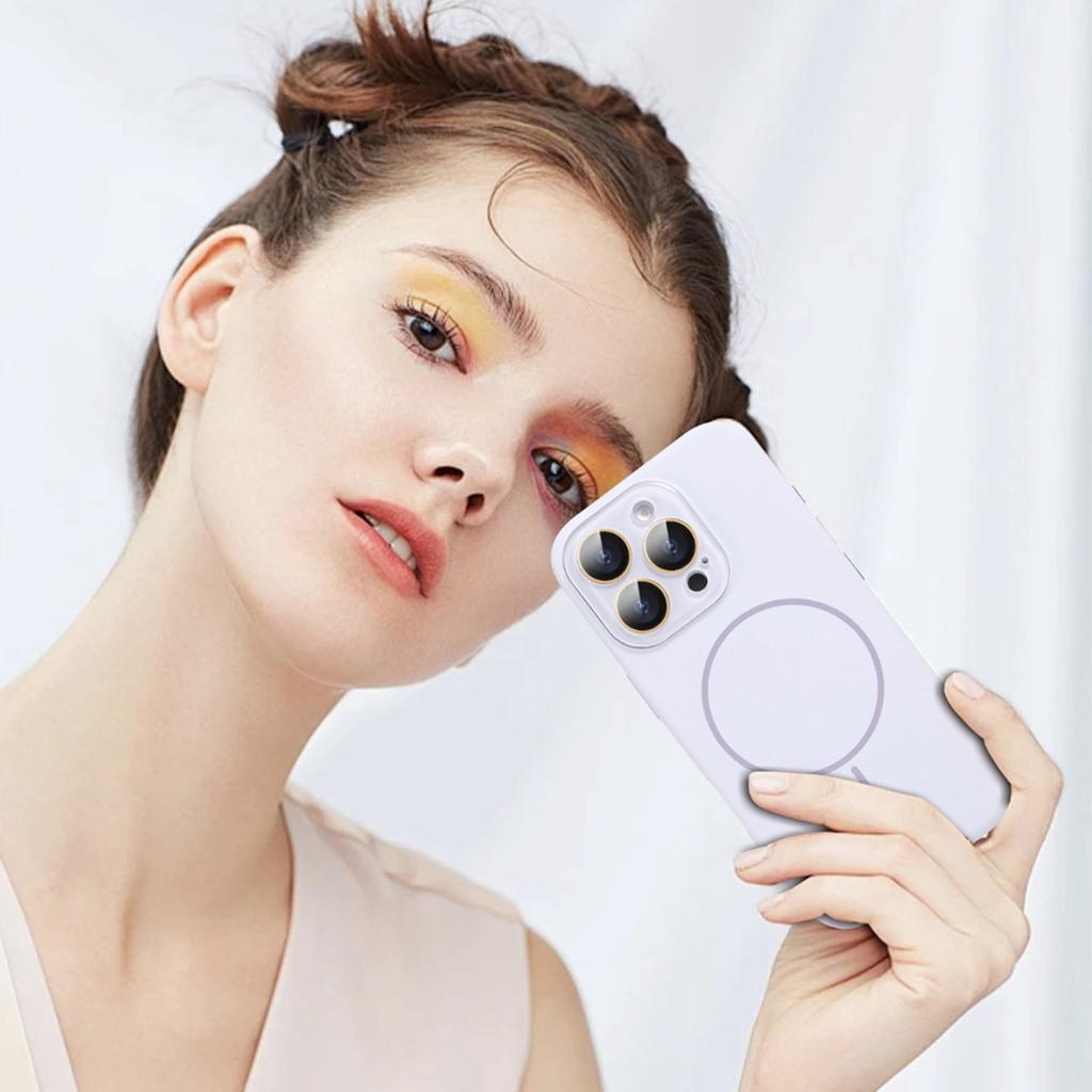 Für iPhone 16 Pro Max Hülle Kompatibel mit MagSafe Flüssigsilikon Anti-Fall Handyhülle mit Objektivfolie