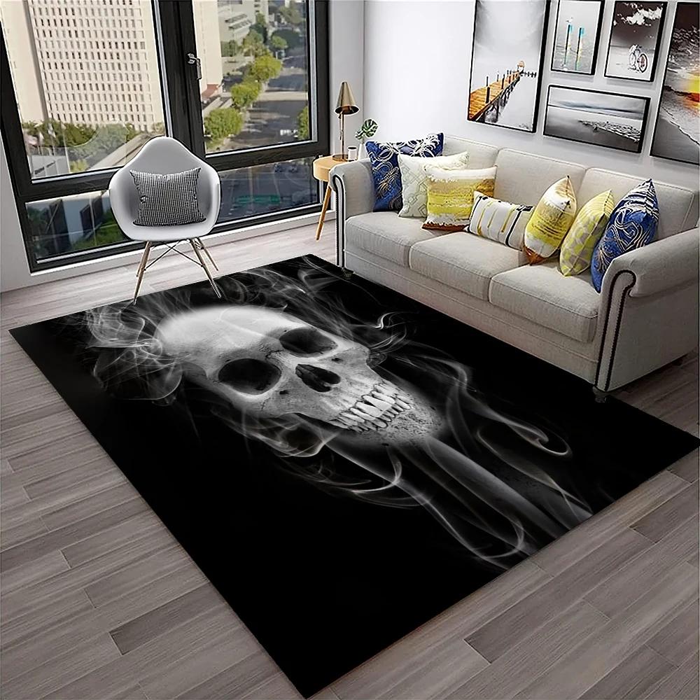 3D Gothic Horror Skull Ghost Cartoon Carpet Rug for Home Living Room Bedroom Sofa Doormat Decor,kids Area Rug Non-slip Floor Mat