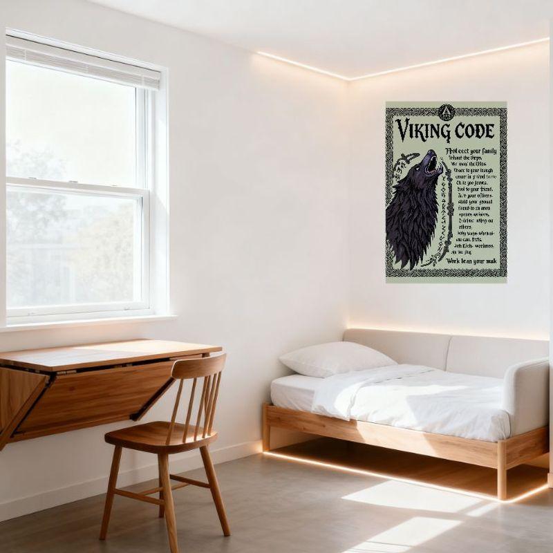 Viking Code Norse Mythology Metal Tin Sign Vintage Gothic Wolf Decor for Home Bar Man Cave Cafe Restaurant