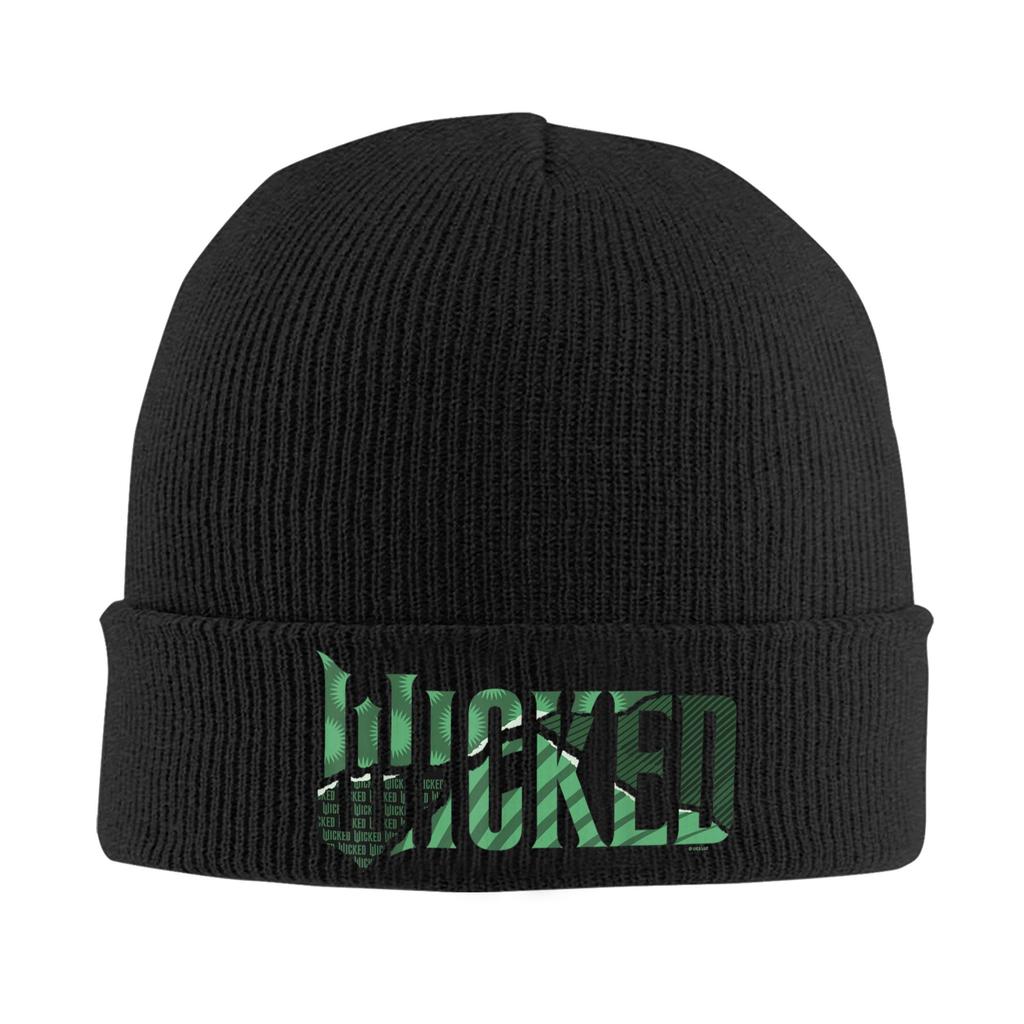 Wicked For Good Torn Green Collage Logo Beanie Hats Knit Hat Men Women Fashion Elastic Caps Spring Hippie Design Bonnet Hats