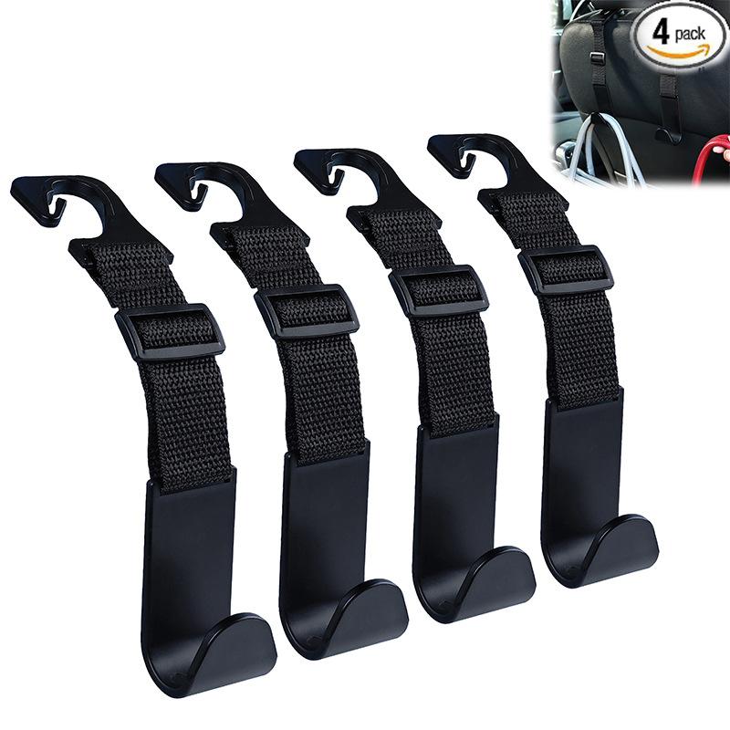 Car Seat Headrest Strap Hook Multifunctional Holder Adjustable Car Hook 4Pcs/set