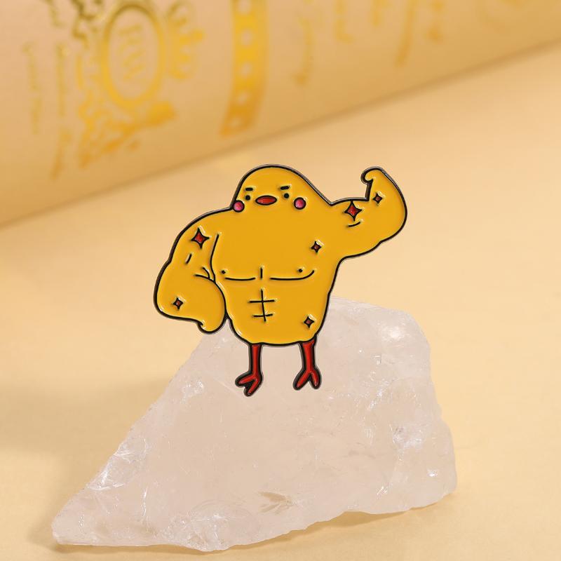 Fitness Muscle Chick Enamel Pins Custom Funny Strong Animal Brooches Lapel Badges Clothes Jewelry Gift for Friends