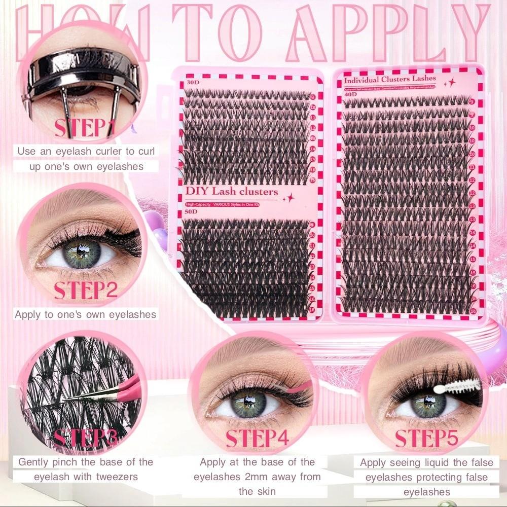 700 Clusters/Box Curvature D Dense Grafted False Eyelashes 9-16MM DIY Lashes Extension  Daily