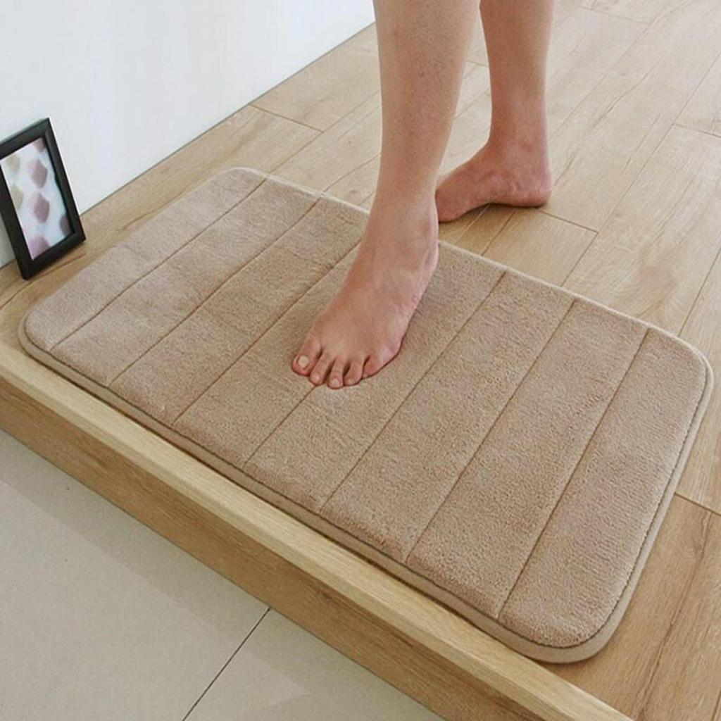 Coral Fleece Stripes Engraving Bathroom Mat Bath Non-slip Carpets In Wash Basin Bathtub Side Floor Rug Shower Room Doormat Memory Foam 3D Pad