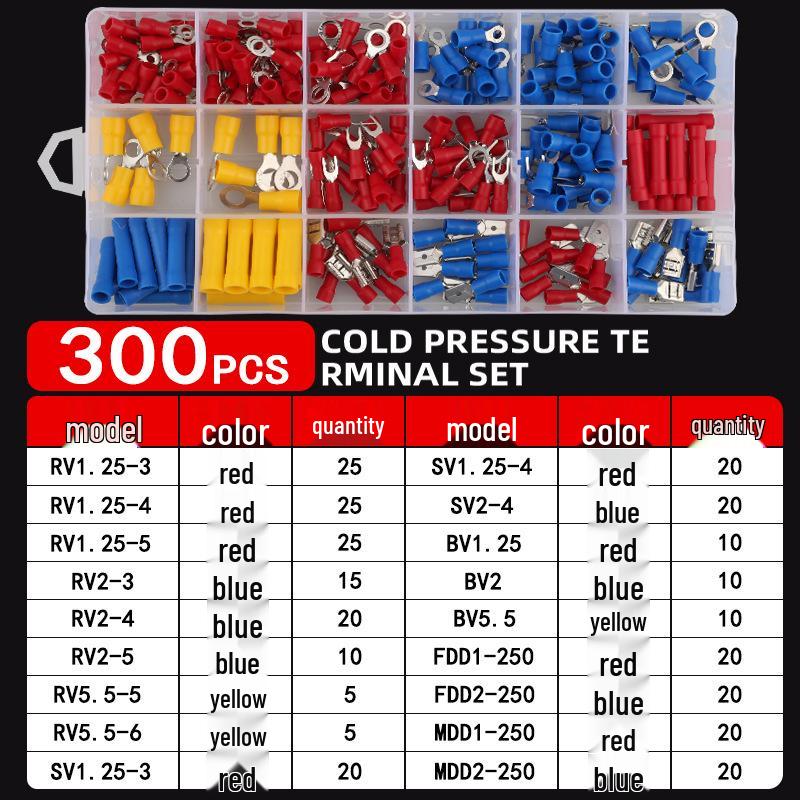 Cross-Border 280-Piece Cold-Pressed Insulated Steel Copper-Plated Terminal Block Set for Electrician Wiring Connections