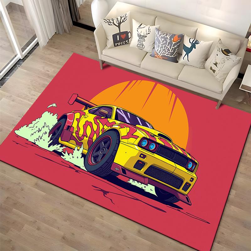 

15 Size Cool Racing Car Pattern Artwork Rug Carpet Bedroom Living Room Carpet Kitchen Floor Mat Home Decor Anti-Slip Floor Mat 40x60cm