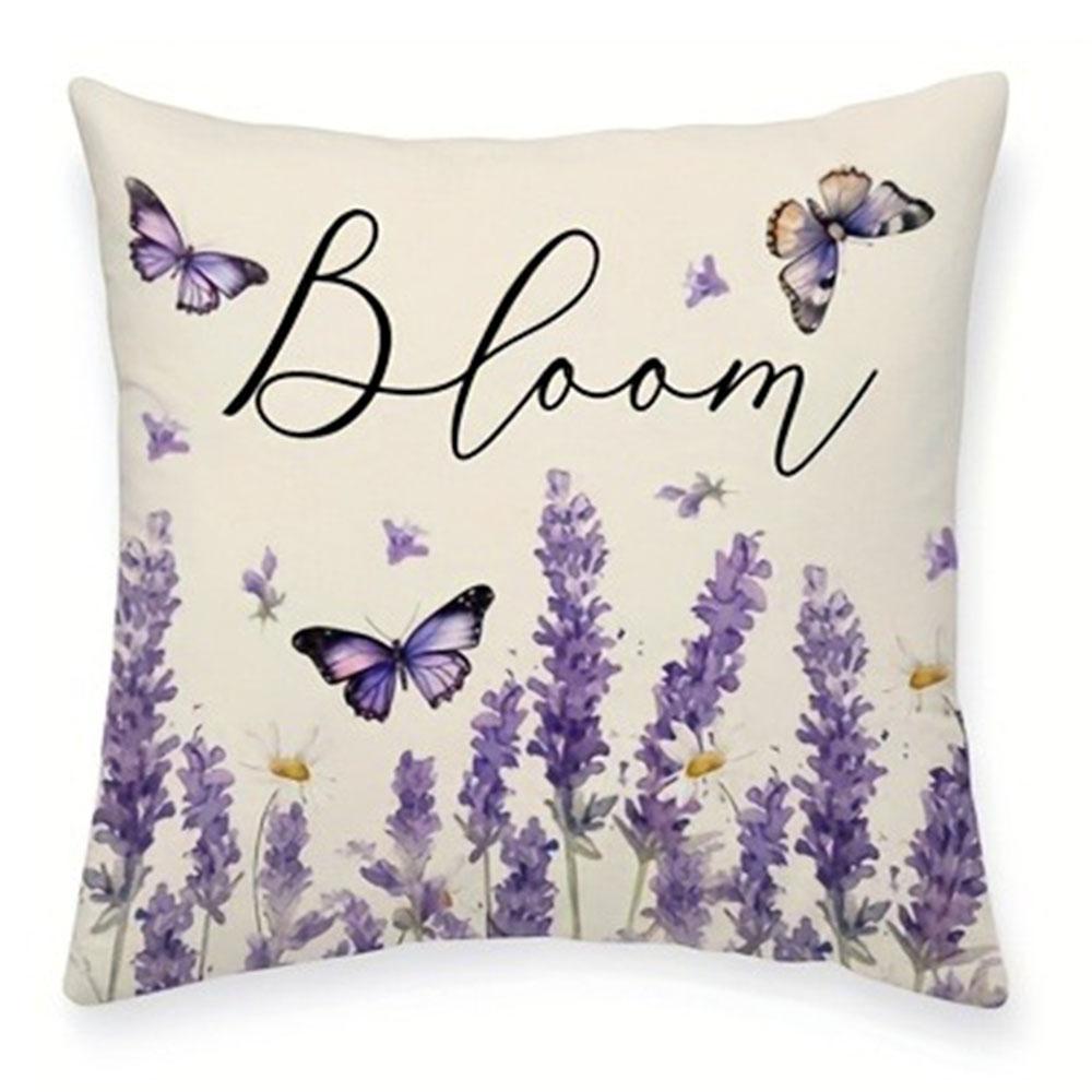 Vintage Purple Flower Pattern Home Decor Pillowcase Bedroom Living Room Sofa Decoration Polyester Cushion Cover with Zipper