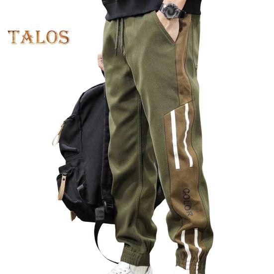 Frühling Herbst Herren Cargohose Locker Kordelzug Elastische Taille Taschen Knöchelband Kontrastfarbe Patchwork Sporthose Haremshose Alltagskleidung