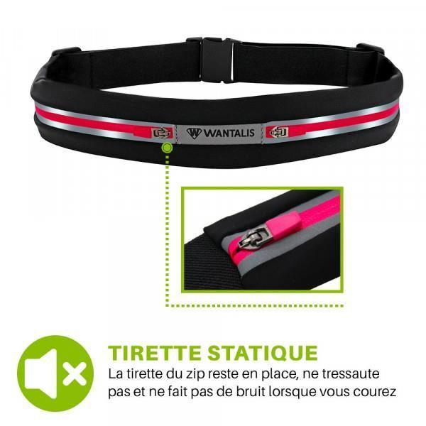 Ceinture de running - WANTALIS - Universelle - Étanche - 2 Poches - Rose